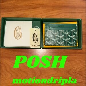 Goyard Green and Yellow Patterned Card Holder